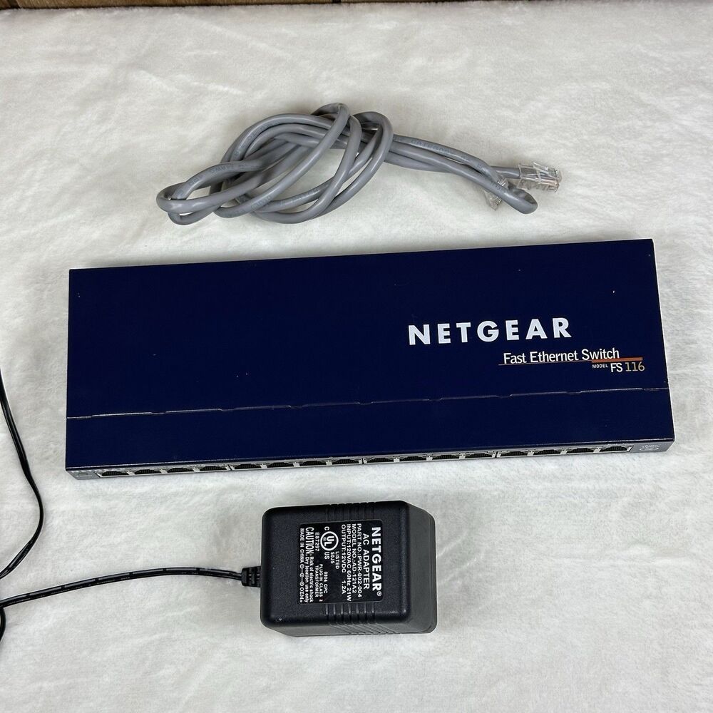 NETGEAR FS116 16-Port Fast Ethernet Switch 10/100 Mbps w/ Power Adapter Tested - Picture 3 of 11